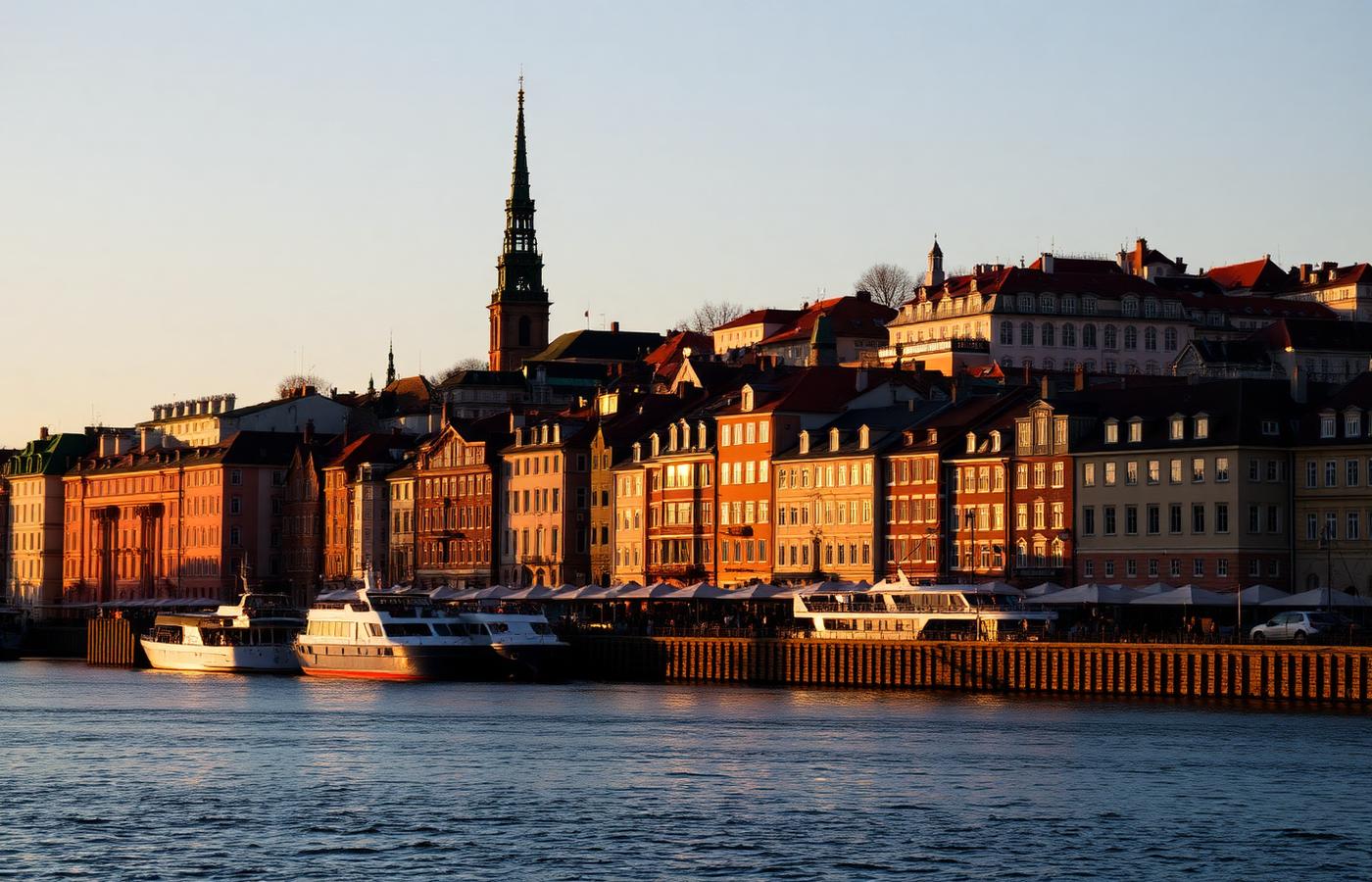 Stockholm waterfront at golden hour